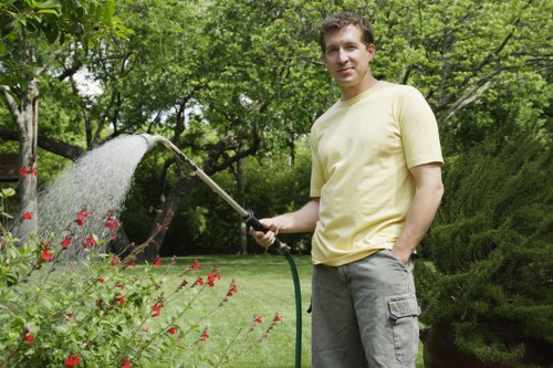 Professional lawn mowing in Aperfield during spring maintenance